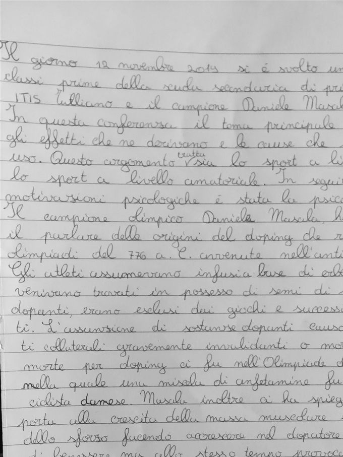 Tema realizzato da un'alunna dell'