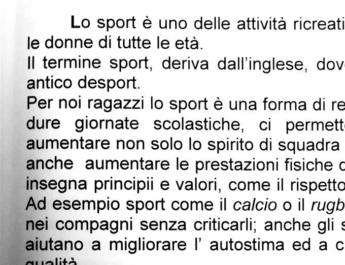 Tema realizzato da un alunno dell' 