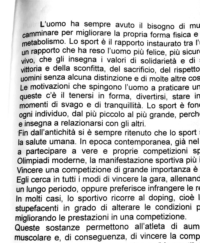 Tema realizzato da un' alunno dell' 
