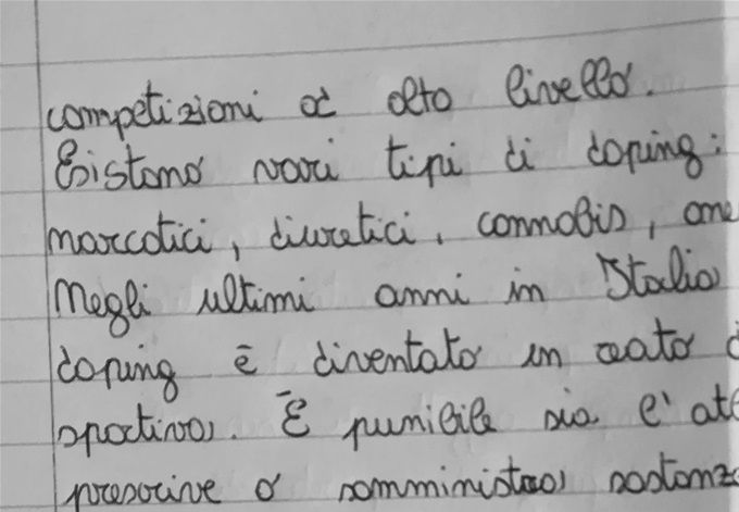 Tema realizzato da un'alunna dell' 